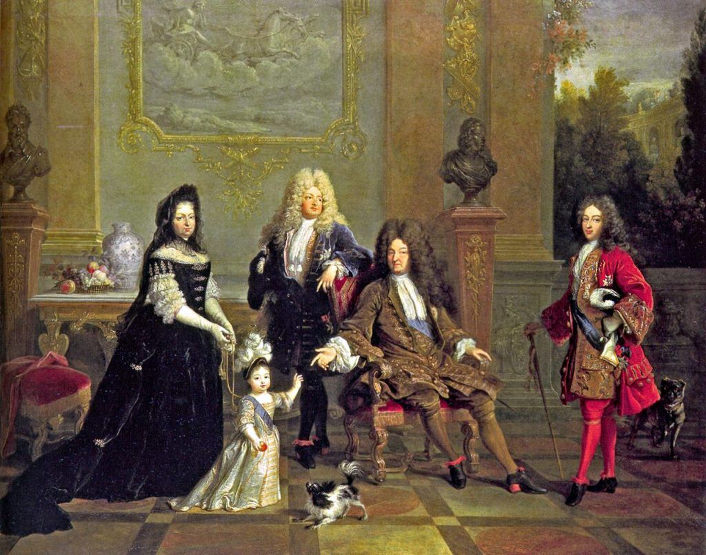 Мода эпохи барокко соответствует во Франции периоду правления Людовика XIV, второй половине XVII века. Фото: Николя де Ларжильер. Портрет Людовика XIV с семьёй, wikipedia.org
